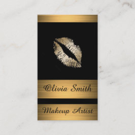 名刺/黒(金ゴールドと唇ストライプ付) 名刺