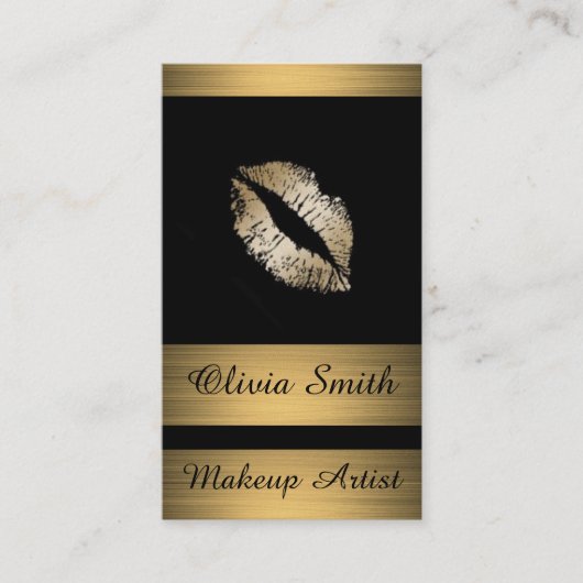 名刺/黒(金ゴールドと唇ストライプ付) 名刺 (正面)