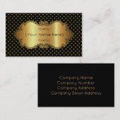 名刺/黒(金ゴールド水玉模様) 名刺 (正面/裏面)