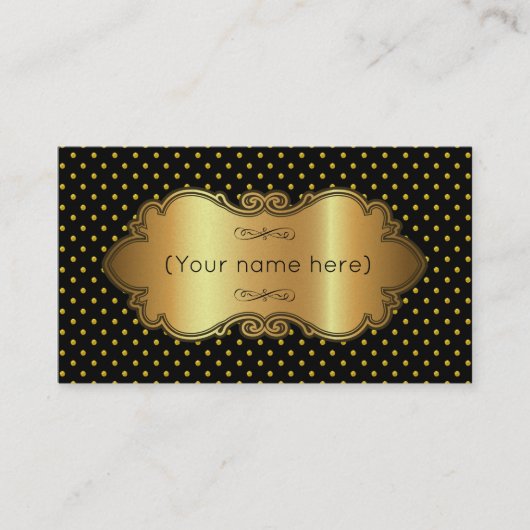 名刺/黒(金ゴールド水玉模様) 名刺 (正面)