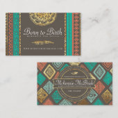 名刺| Bohoの金ゴールドの羽種族のDoula 名刺 (正面/裏面)