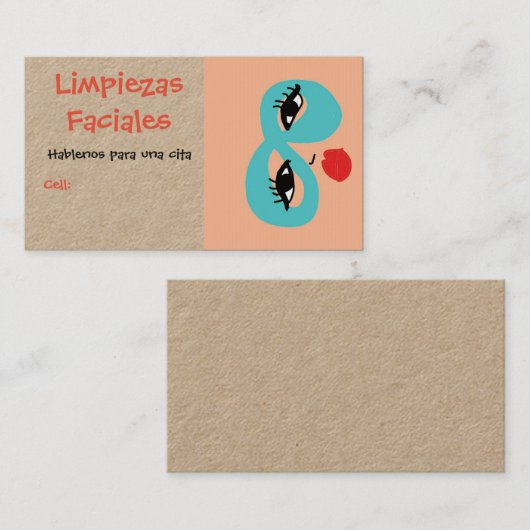 名刺， limpizazas faciales 名刺 (正面/裏面)