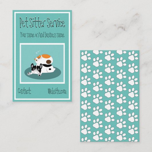 名刺 – Pet Sister Service Paw Prints (正面/裏面)