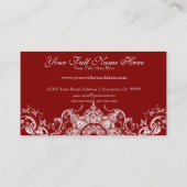 名刺- Toileのダマスク織の渦巻の花のバロック 名刺 (裏面)