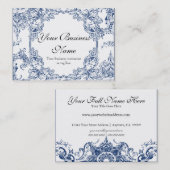 名刺- Toileのダマスク織の渦巻の花のバロック 名刺 (正面/裏面)