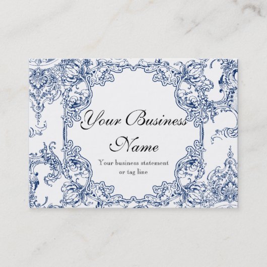 名刺- Toileのダマスク織の渦巻の花のバロック 名刺 (正面)