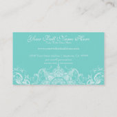 名刺- Toileのダマスク織の渦巻の花のバロック 名刺 (裏面)