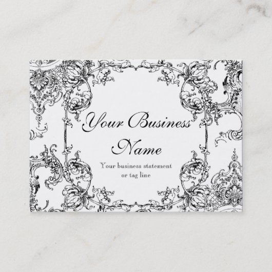 名刺- Toileのダマスク織の渦巻の花のバロック 名刺 (正面)