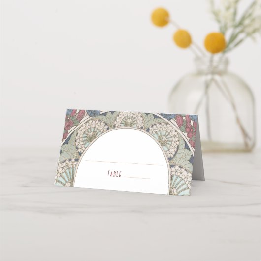 名刺Burgundyのテー結婚ブルヴィンテージ プレイスカード (正面)