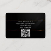 名刺qrコード，編集可能，黒 – 金ゴールド，フォト 名刺 (裏面)