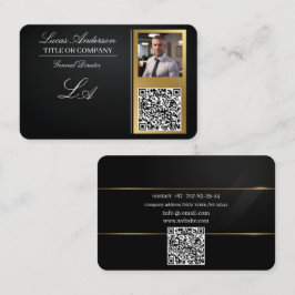 名刺qrコード,編集可能,黒 – 金ゴールド,フォト 名刺