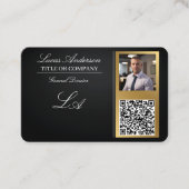 名刺qrコード,編集可能,黒 – 金ゴールド,フォト 名刺 (正面)