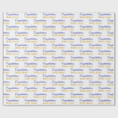 名前おめでとう青パーソナライズされた金ゴールド、白 ラッピングペーパー (フラット)