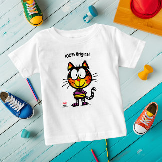 名前おもしろいと電話によるカスタマイズ可能なCatラベル ベビーTシャツ