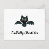 名前おもしろいの付いたこうもりバレンタイン ポストカード (正面)