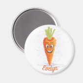 名前おもしろい付きオレンジニンジンスケッチ冷蔵庫 マグネット (正面/裏面)