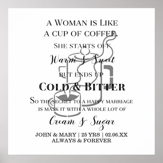 名前おもしろい付きコーヒー記念日のような結婚 ポスター (正面)