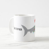 名前おもしろい付きサメのクリスマス コーヒーマグカップ (正面左)