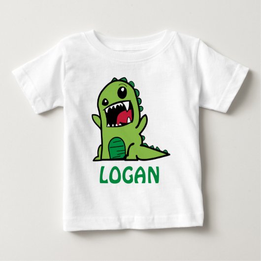 名前おもしろい付き恐竜の漫画 ベビーTシャツ (正面)