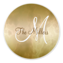 名前およびイニシャルが付いている金ゴールドの大理石 セラミックノブ