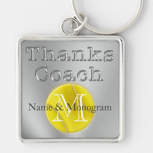 名前およびモノグラムの感謝のコーチのテニスKeychain キーホルダー (正面)