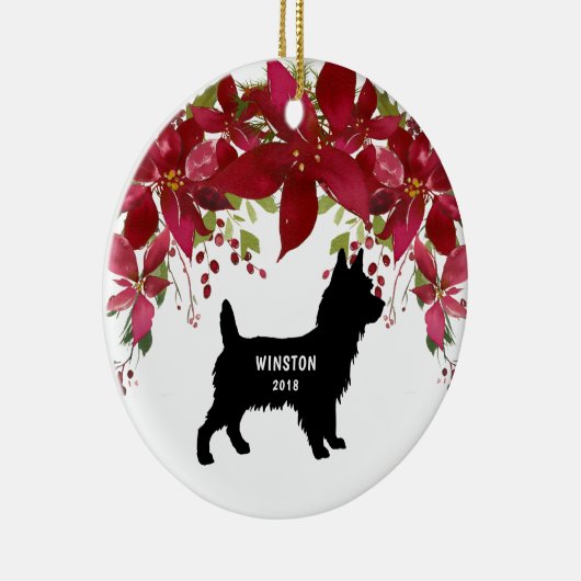 名前および年のヨークシャーテリアのクリスマスのオーナメント セラミックオーナメント (右)
