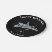 名前および年齢のF-22猛禽の戦闘機の誕生日 ペーパープレート (アングル)