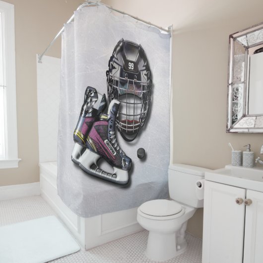 名前および数を用いるアイスホッケーのスケートのヘルメットのパック シャワーカーテン (インサイチュ)