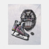 名前および数を用いるアイスホッケーのスケートのヘルメットのパック フリースブランケット (正面)