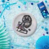 名前および数を用いるアイスホッケーのスケートのヘルメットのパック ペーパープレート (パーティー)