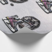 名前および数を用いるアイスホッケーのスケートのヘルメットのパック ラッピングペーパー (角)