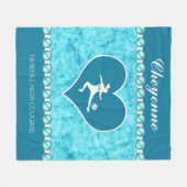 名前および数を用いるターコイズのサッカーの女の子 フリースブランケット (正面(横))