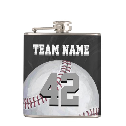 名前および数を用いる野球 フラスク (正面)