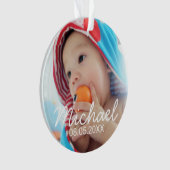 名前および日付が付いているカスタムな写真 オーナメント (正面)