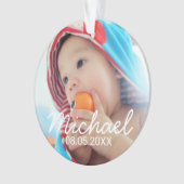 名前および日付が付いているカスタムな写真 オーナメント (正面)