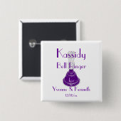 名前および結婚式の日付が付いている"個別販売員" 缶バッジ (正面&裏面)