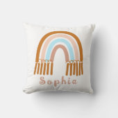 名前お洒落付きボホパーソナライズされたレインボー クッション (正面)