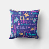 名前かめ星模様ピンク色の青いアクアサンゴ クッション (裏面)