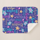 名前かめ星模様ピンク色の青いアクアサンゴ シェルパブランケット (正面(横))