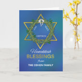 名前からカスタマイズ可能Hanukkah恵みスター カード (黄色い花)