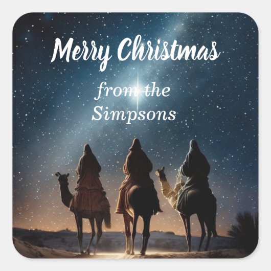 名前からカスタムのメリークリスマス スクエアシール (正面)