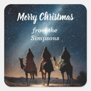 名前からカスタムのメリークリスマス スクエアシール