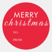 名前からクリスマスの赤いメリークリスマス ラウンドシール (正面)