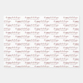 名前からミニマルなハッピーホリデーをスクリプト ラッピングペーパーシート (正面2)