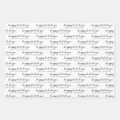 名前からミニマルなハッピーホリデーをスクリプト ラッピングペーパーシート (正面)