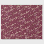 名前からメリークリスマススクリプ王室のト赤金ゴールド ラッピングペーパー (フラット)