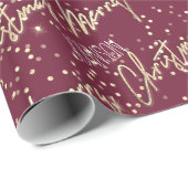 名前からメリークリスマススクリプ王室のト赤金ゴールド ラッピングペーパー (ロールコーナー)