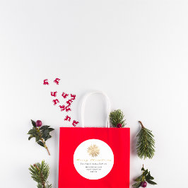 名前からメリークリスマスWhit金ゴールドRSVPスノーフレーク ラウンドシール