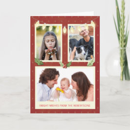 名前から3つの写真をパーソナライズLight String Red カード