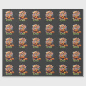 名前かわいいオレンジパープルパンプキンハロウィーントリート ラッピングペーパー (フラット)